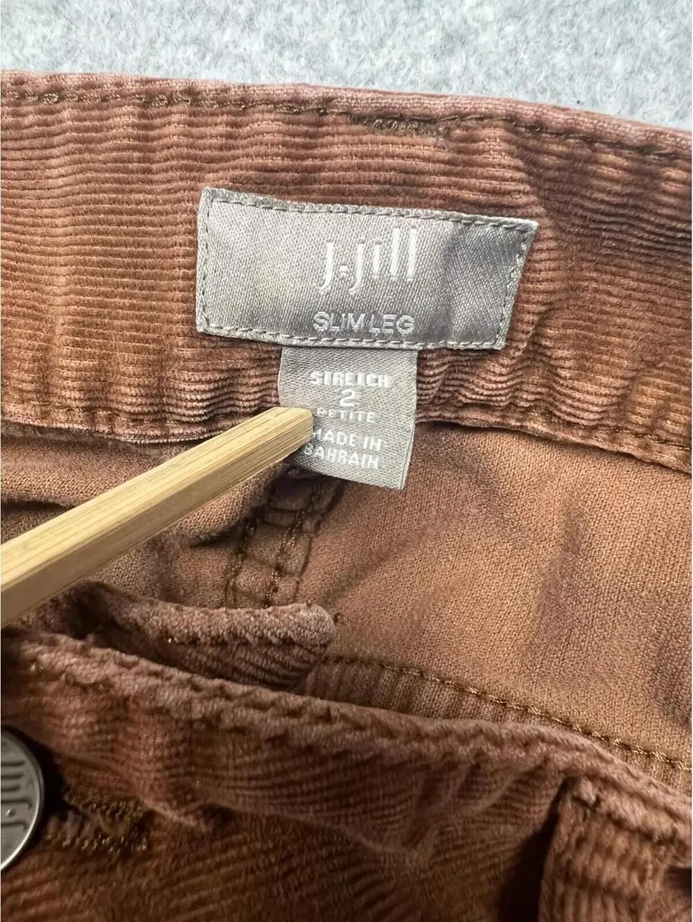 J Jill Corduroy Slim Leg Pants Women's Petites Size 2 Casual Rust Brown Simple
